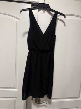 H&M Black V-Neck Wrap-Style Mini Dress